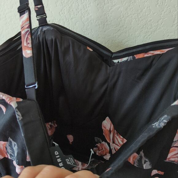 Torrid Womens Dress Sweetheart Neckline Black Roses Pink Adjustable Strap 20 - Picture 8 of 10